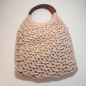 Sigrid Olson Macrame Hand Bag with Wooden Handle